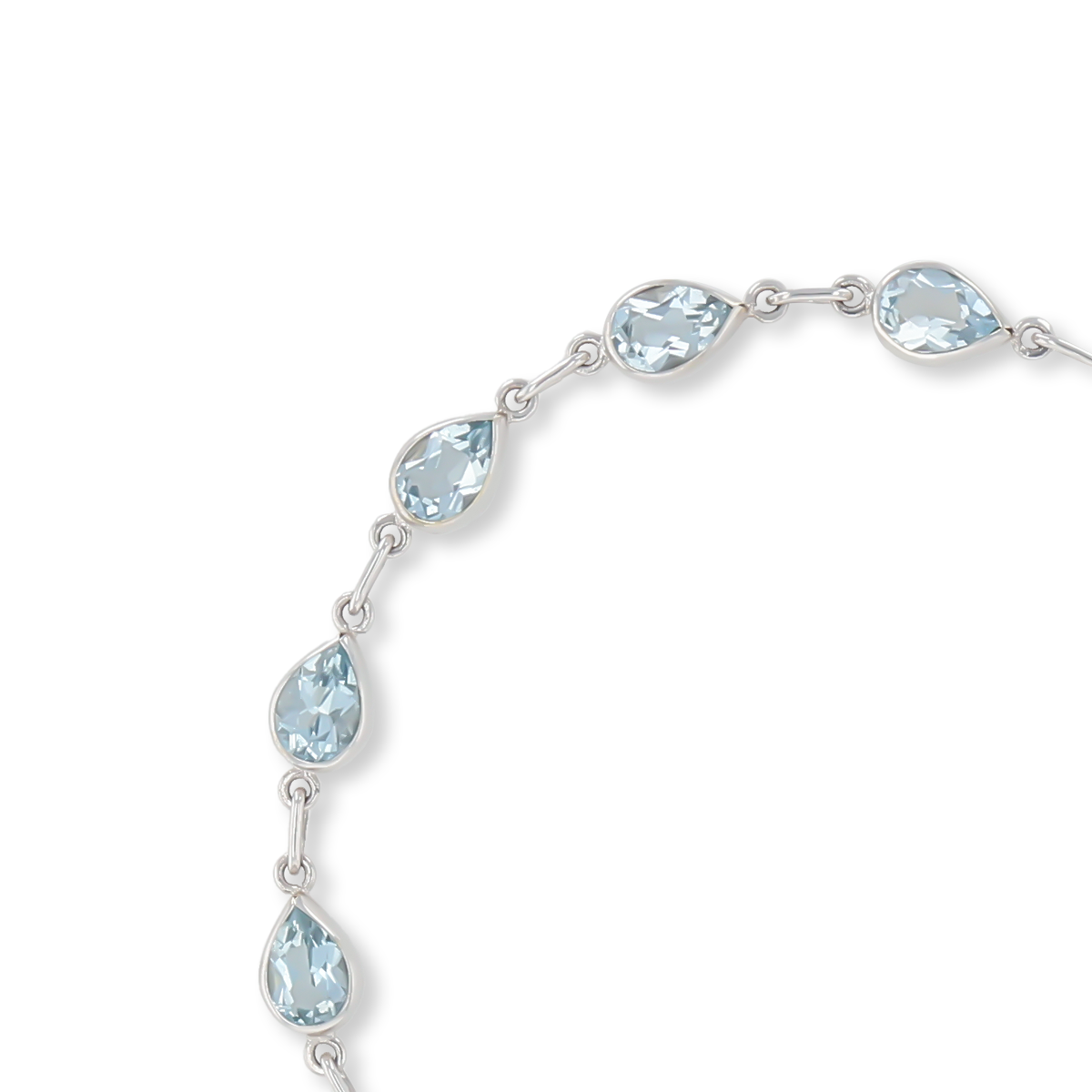 9ct White Gold Teardrop Aquamarine Set Bracelet