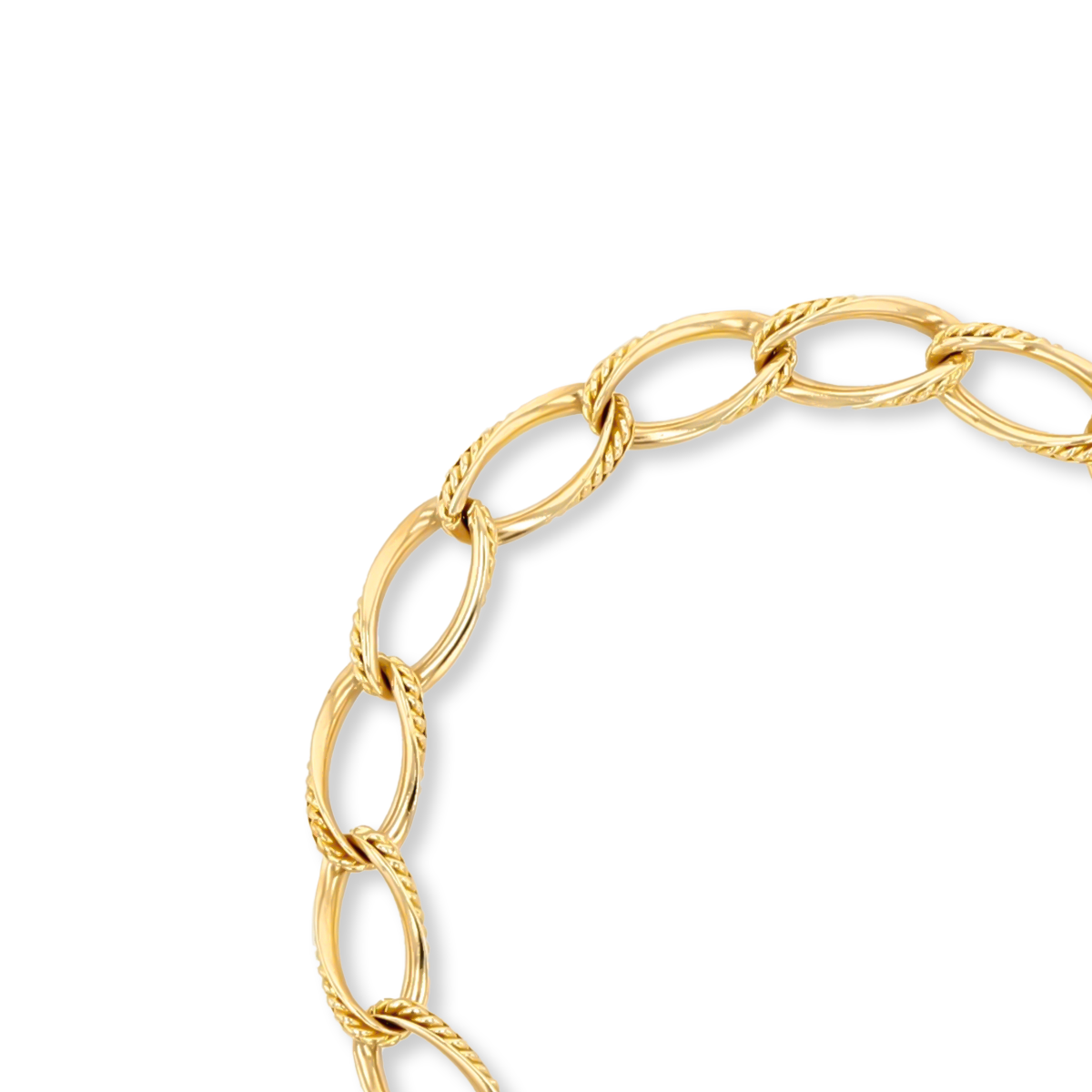 9ct Yellow Gold Twisted Rope Edge Charm Bracelet