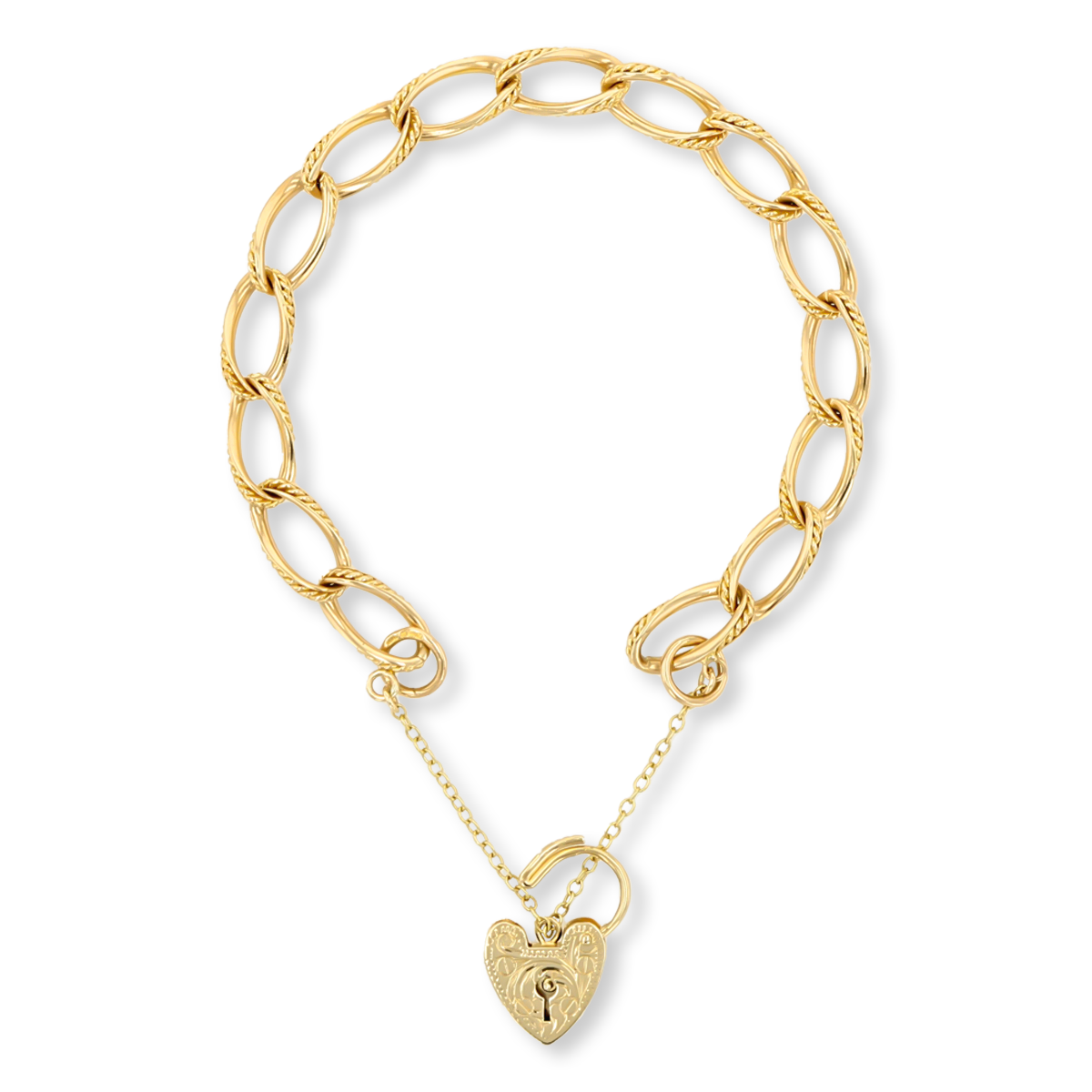 9ct Yellow Gold Twisted Rope Edge Charm Bracelet