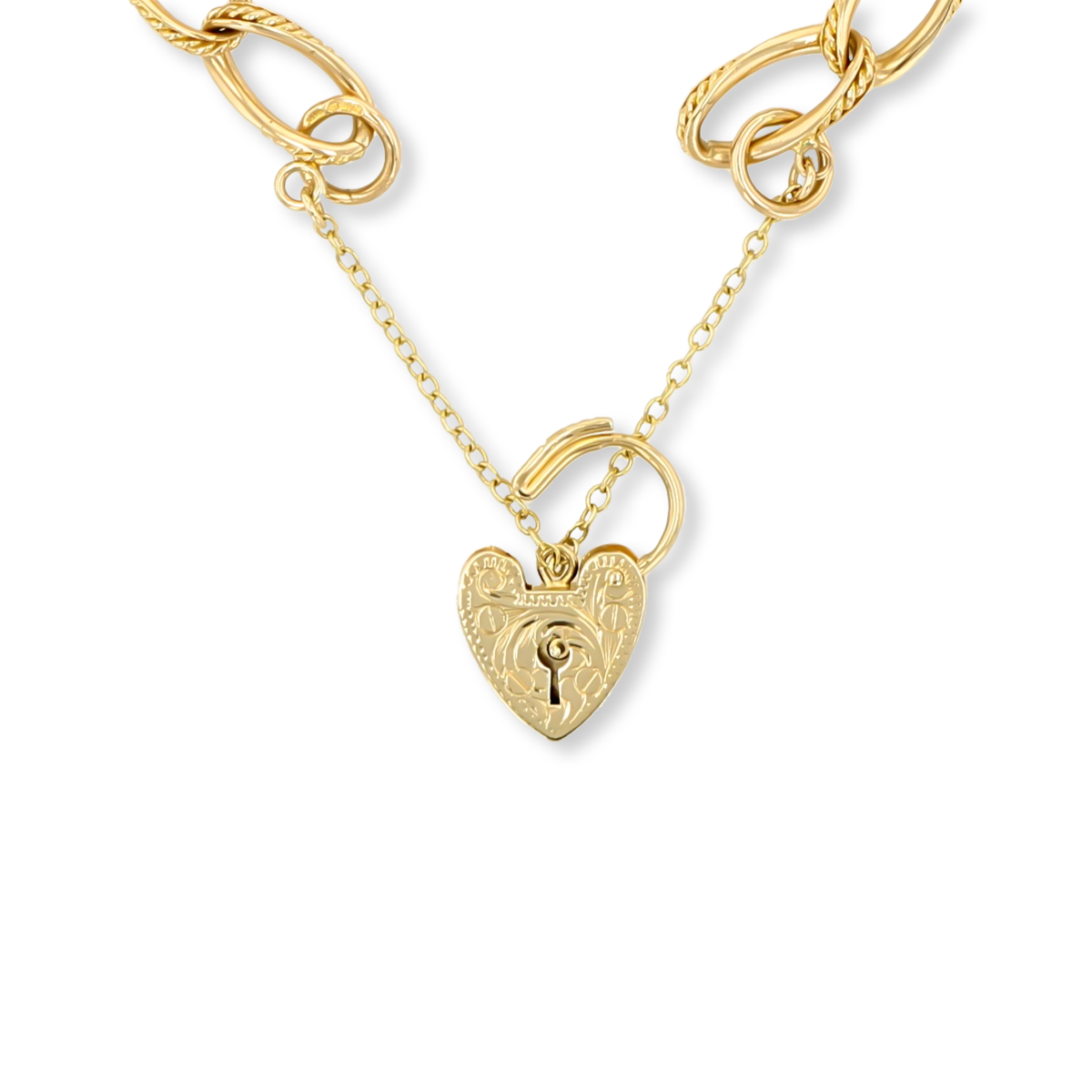 9ct Yellow Gold Twisted Rope Edge Charm Bracelet