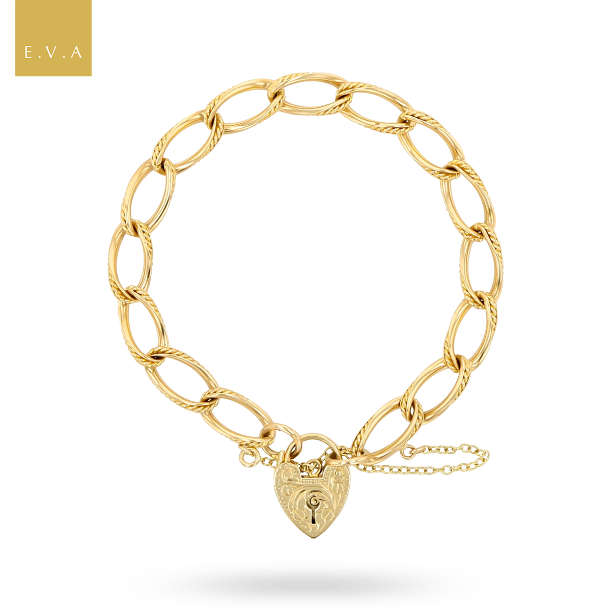 9ct Yellow Gold Twisted Rope Edge Charm Bracelet