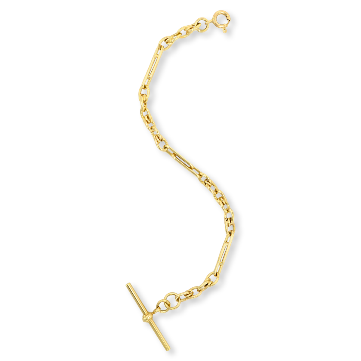 9ct Yellow Gold Double Fetter & Love Knot T-Bar Bracelet