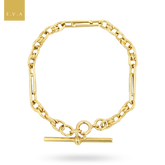 9ct Yellow Gold Double Fetter & Love Knot T-Bar Bracelet