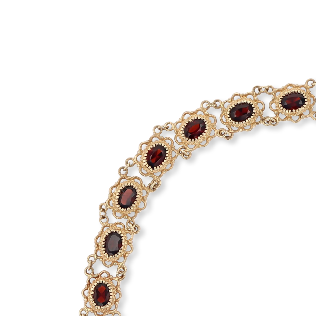 9ct Yellow Gold Victorian Style Garnet Bracelet