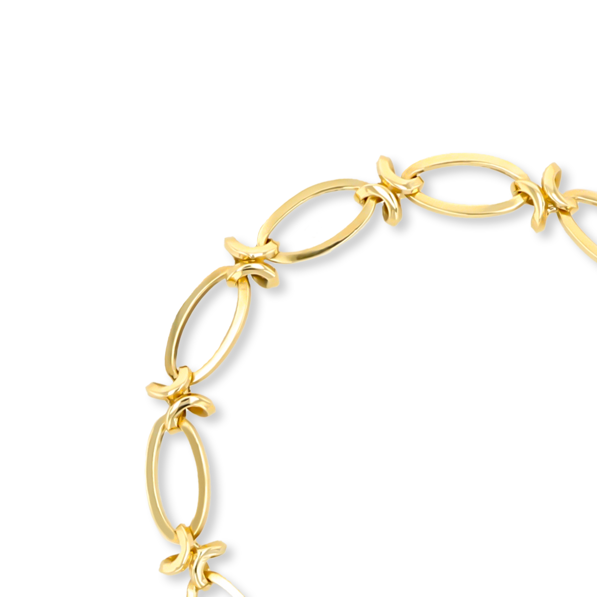 9ct Yellow Gold Elongated Oval & Knot Link Charm Bracelet