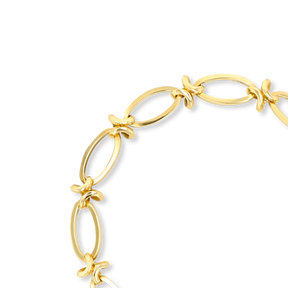 9ct Yellow Gold Elongated Oval & Knot Link Charm Bracelet