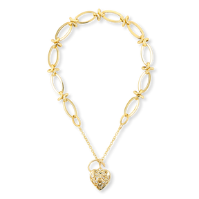 9ct Yellow Gold Elongated Oval & Knot Link Charm Bracelet