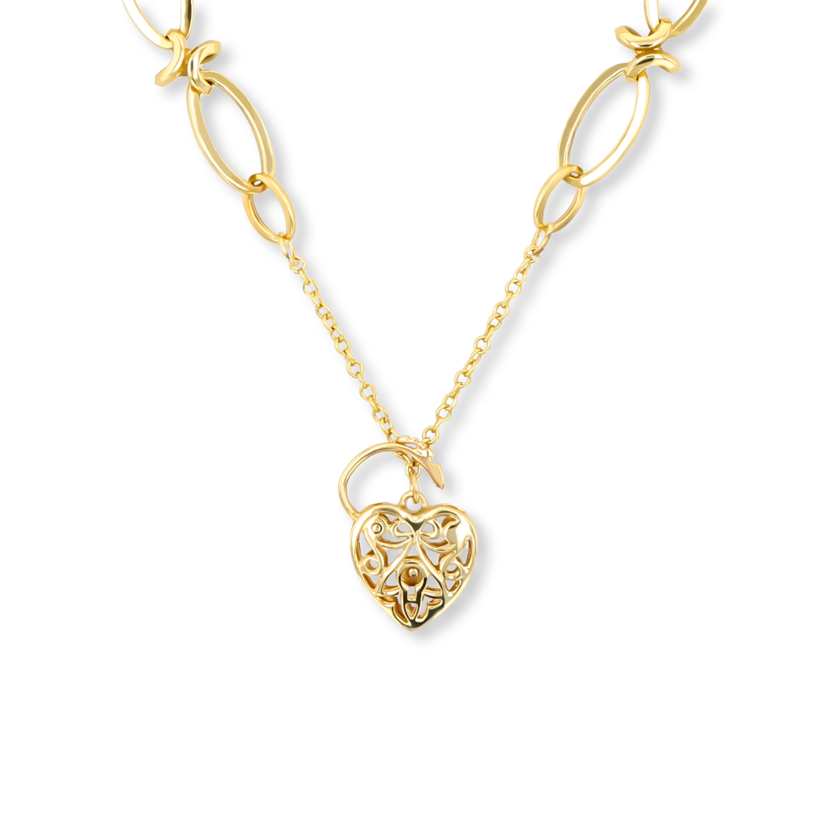 9ct Yellow Gold Elongated Oval & Knot Link Charm Bracelet