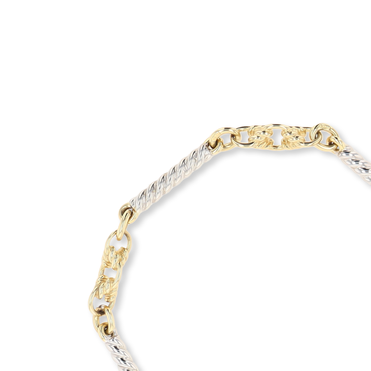 9ct Yellow & White Gold Twisted Bar & Lover’s Knot Link Bracelet