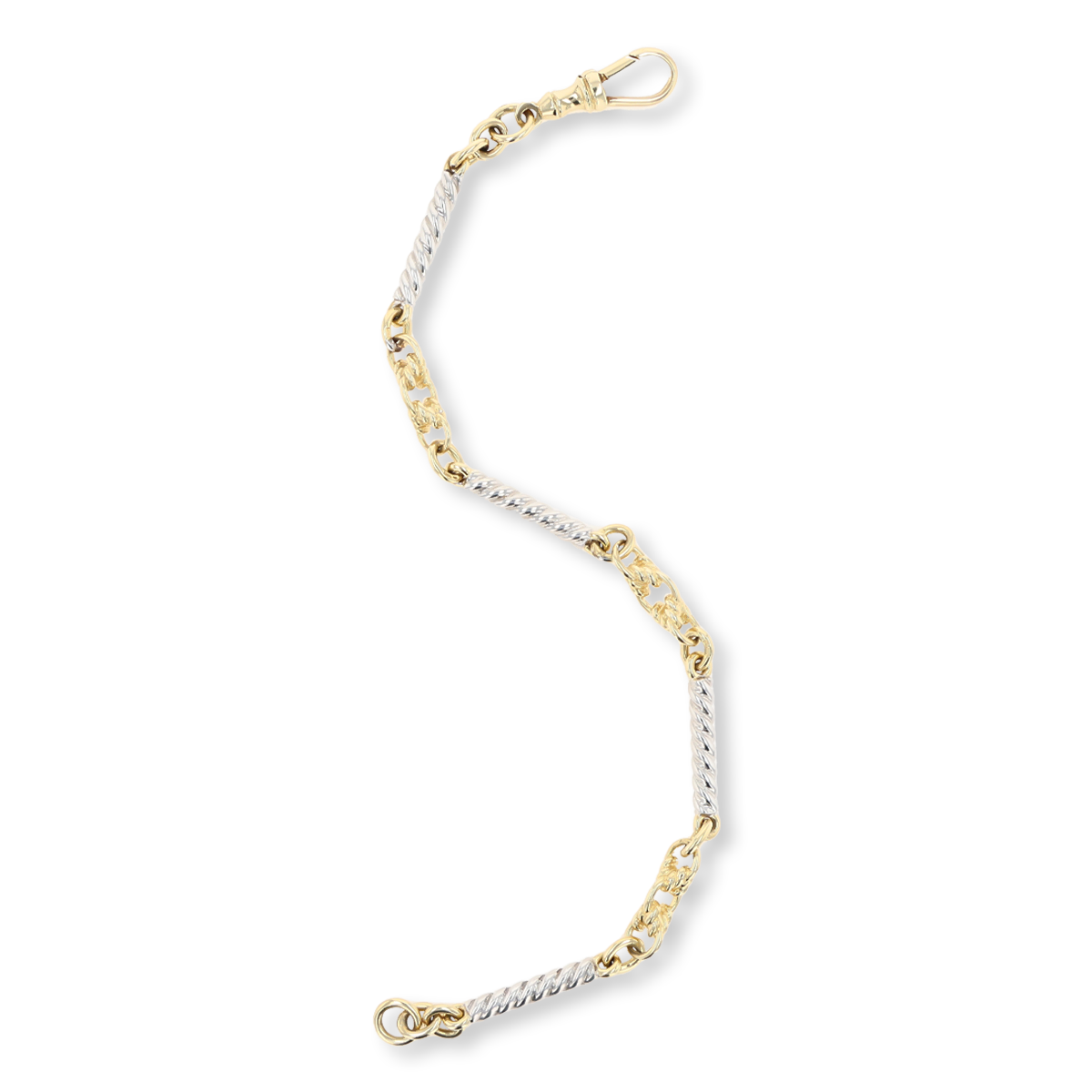 9ct Yellow & White Gold Twisted Bar & Lover’s Knot Link Bracelet