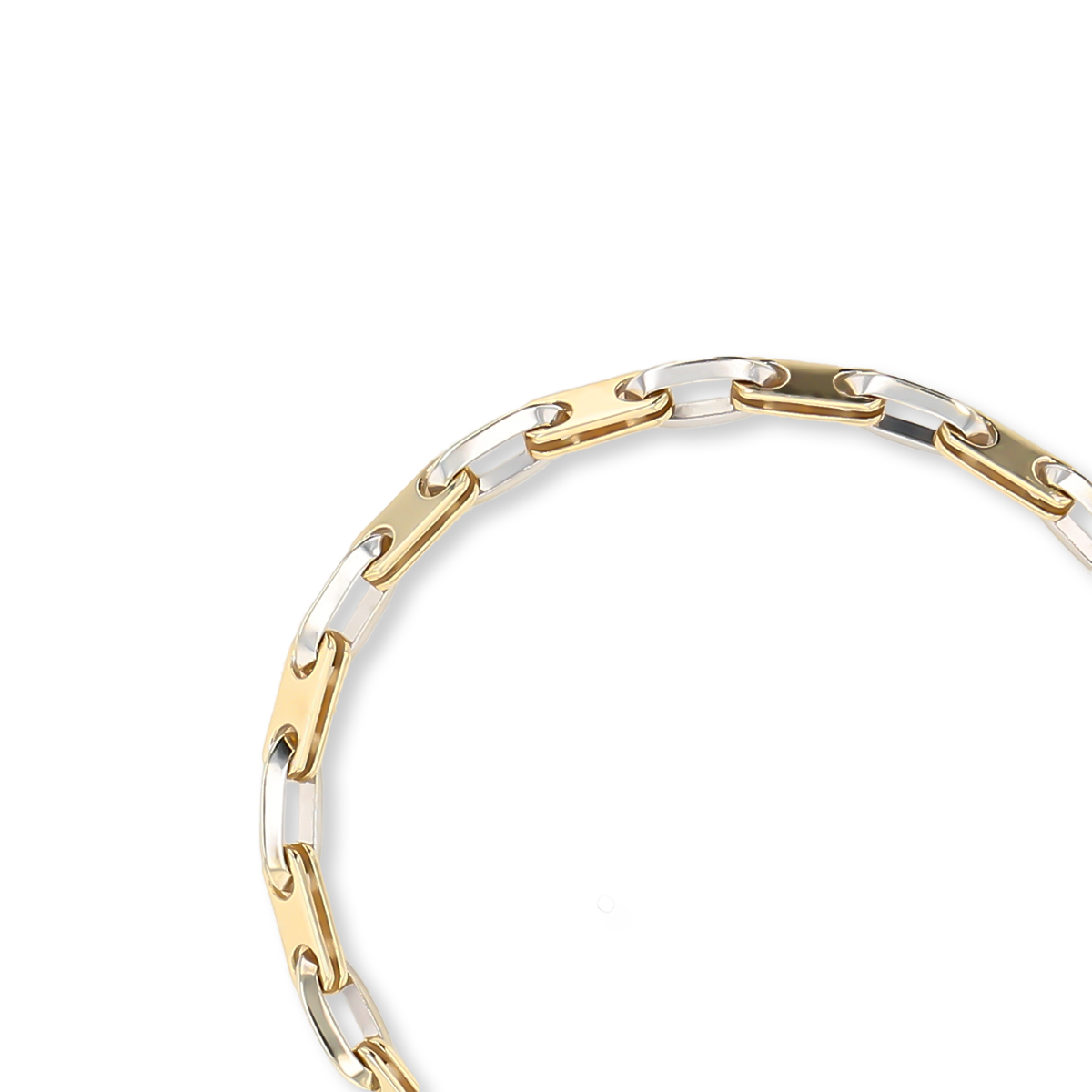 9ct Yellow & White Gold Double Anchor & Bevelled Oval Link Bracelet