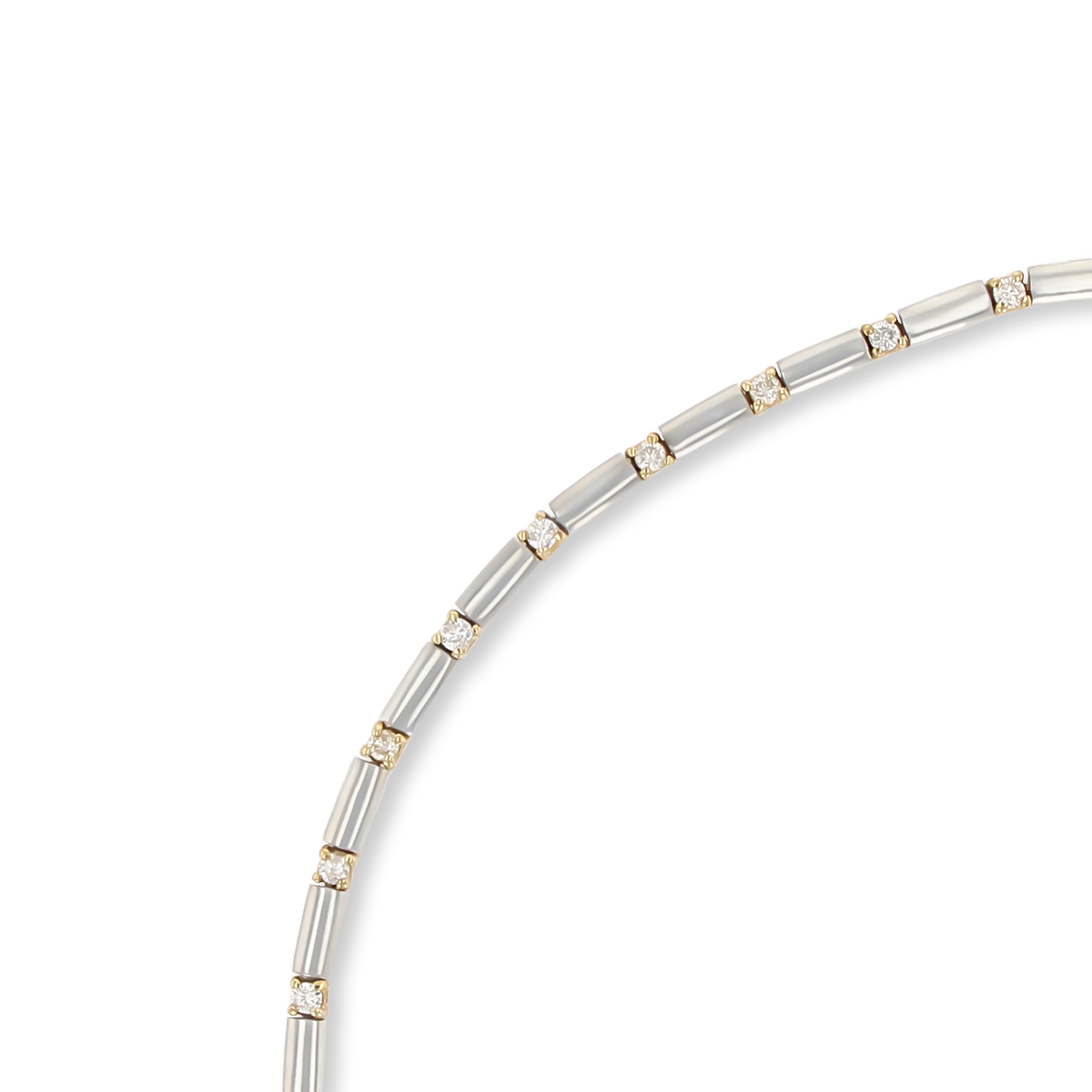 9ct Yellow & White Gold Diamond Claw Set Bar Bracelet