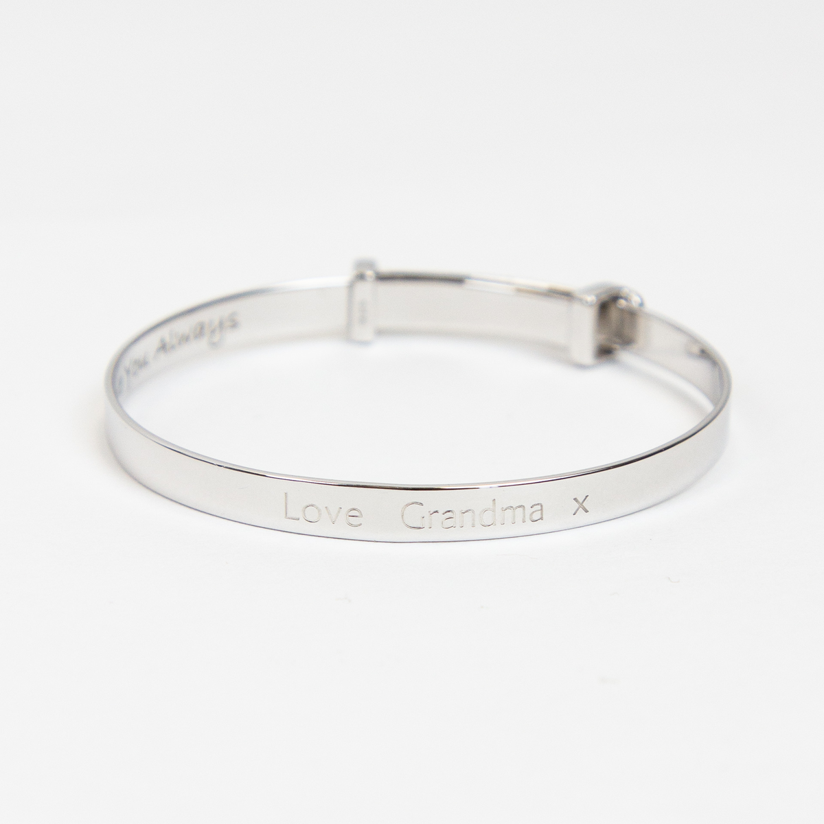 Sterling Silver 'I Do Believe In Fairies' Expandable Bangle With Diamond