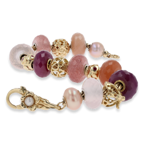 Trollbeads Gold Blanket of Love Bead on Bracelet with Precious Stones