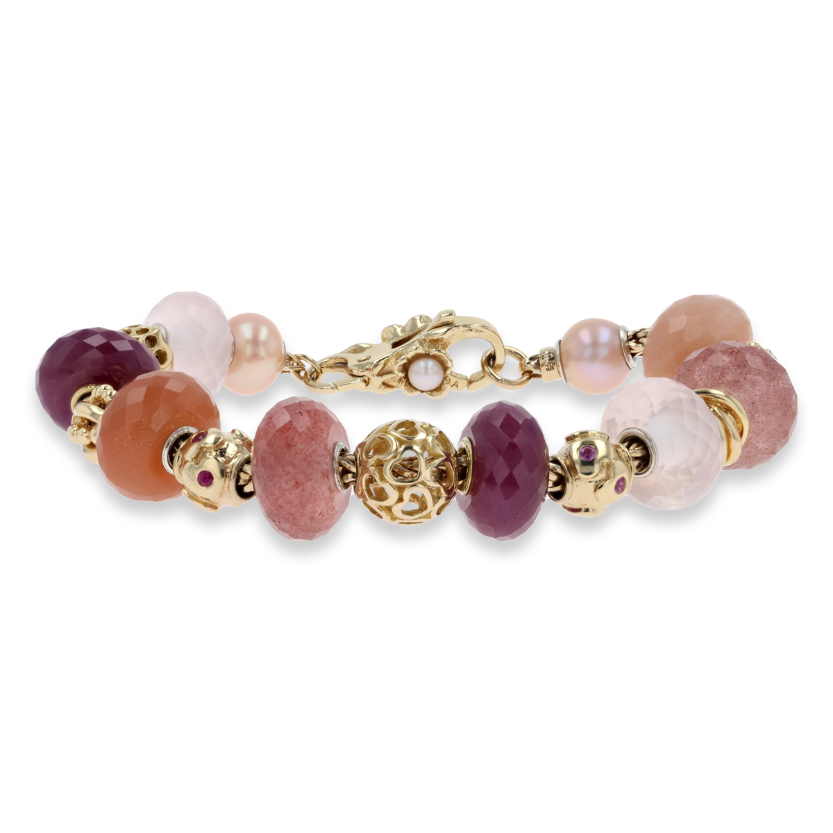 Trollbeads 18ct Yellow Gold Blanket Of Love Bead on Bracelet with Precious Stones