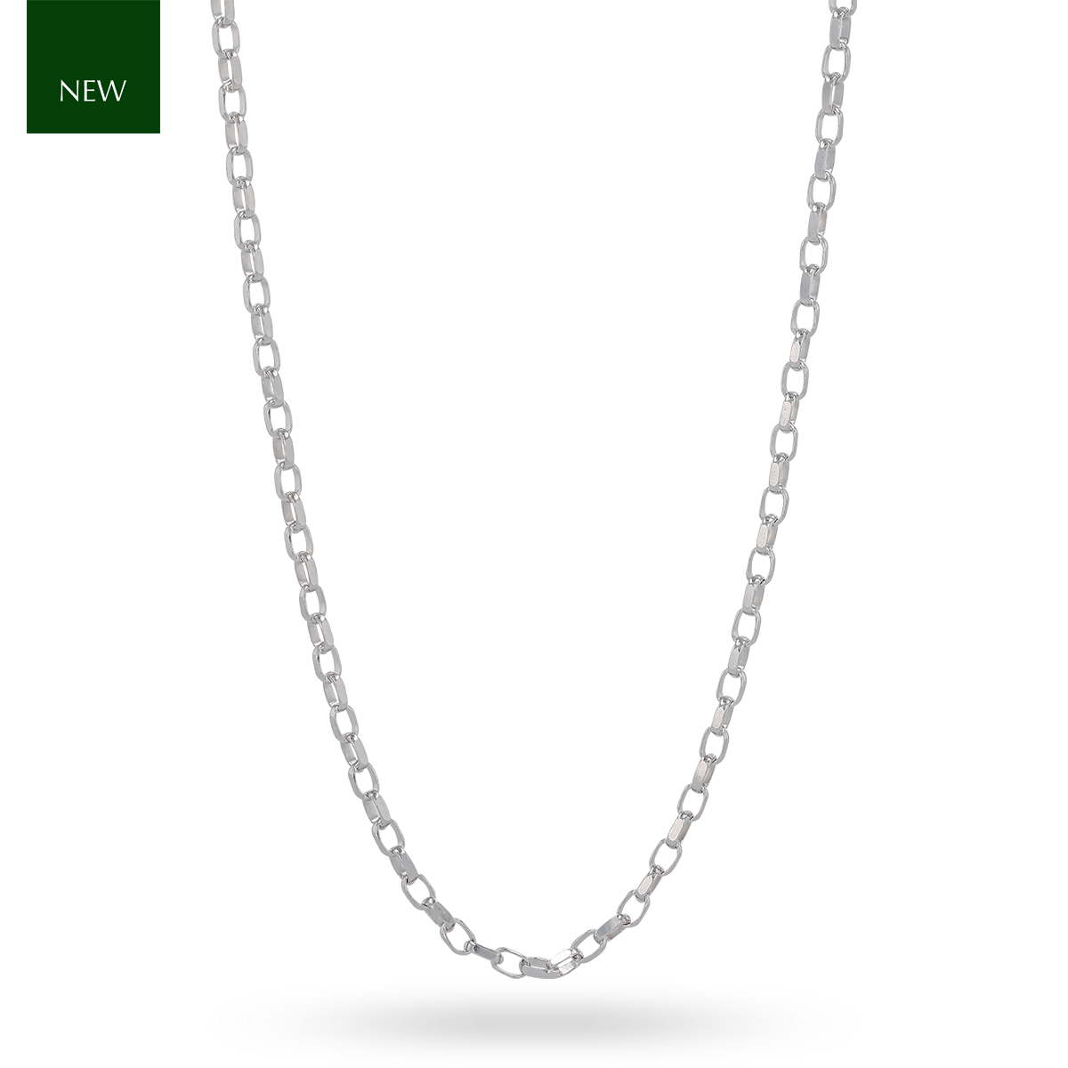 9ct White Gold Diamond Cut Belcher Chain