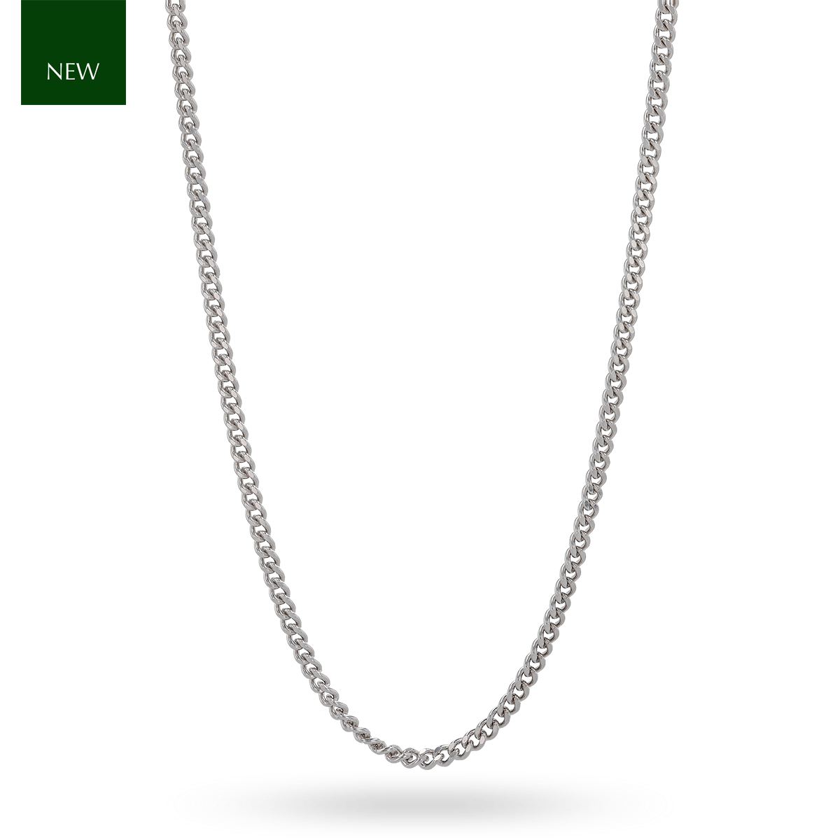 9ct White Gold 1.5mm Close Curb Chain