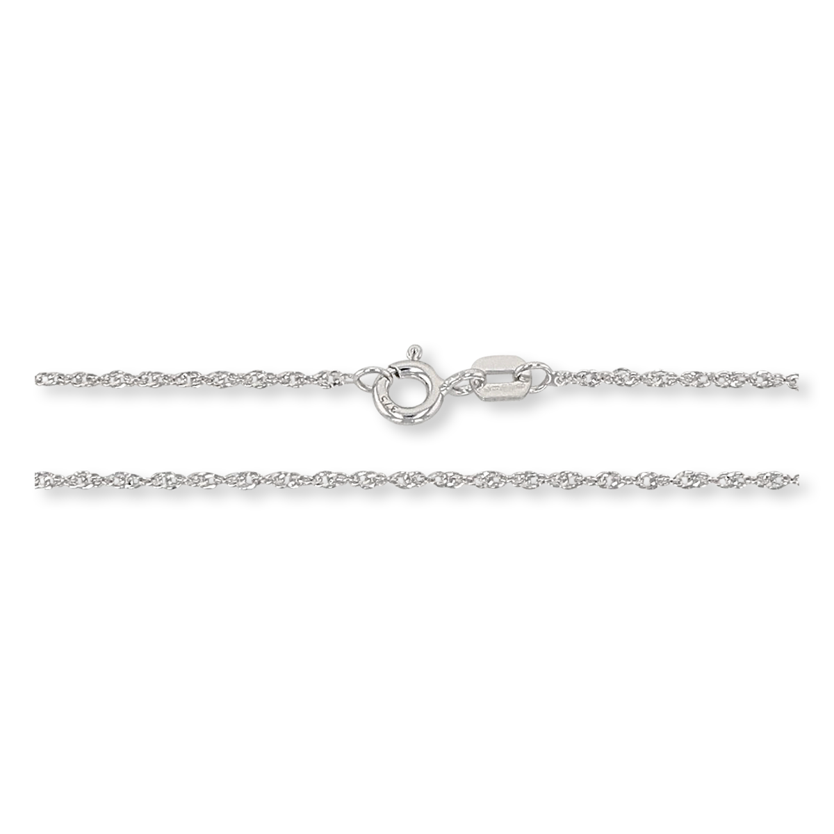 9ct White Gold 1.4mm Diamond Cut Singapore Twist Chain - Clasp