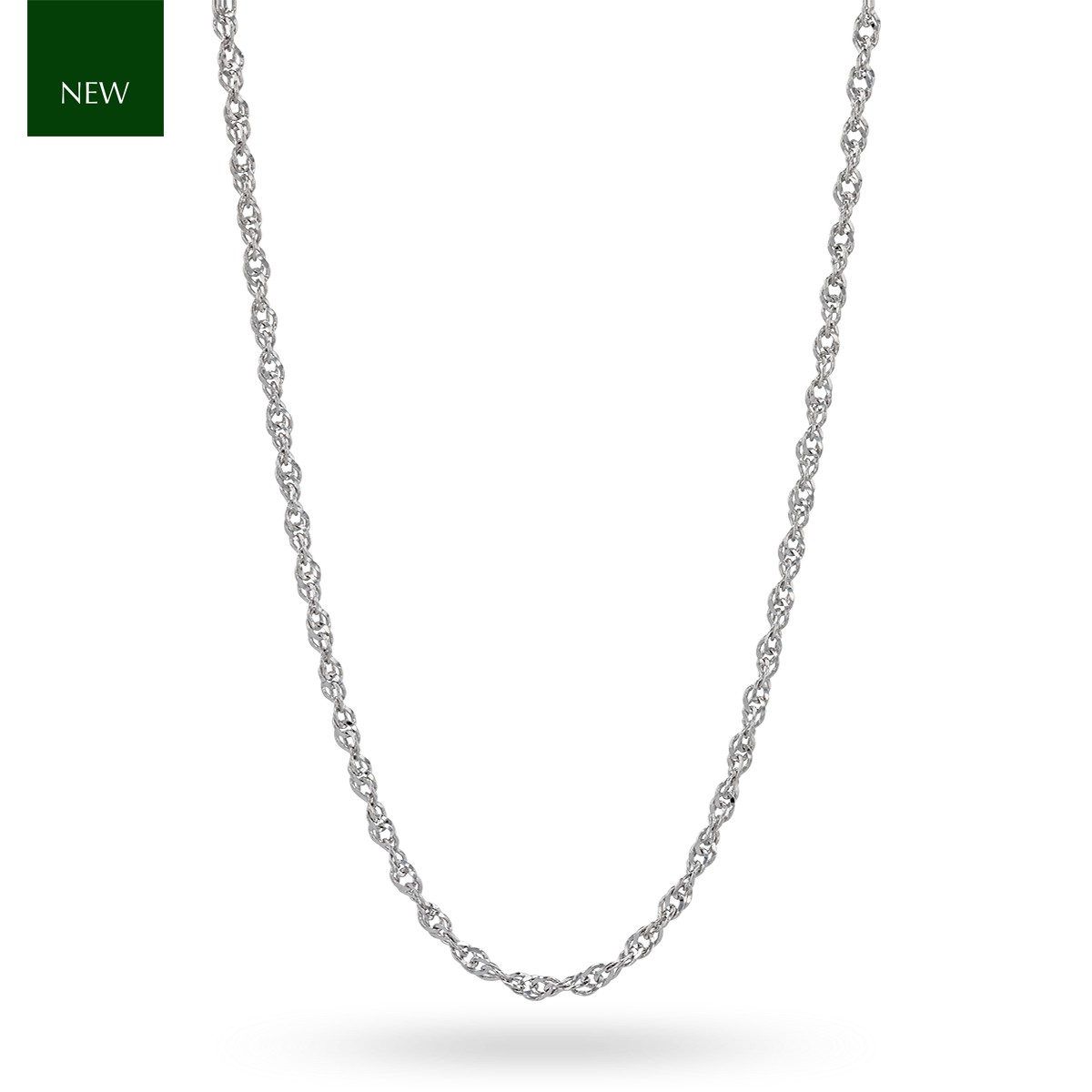 9ct White Gold 1.4mm Diamond Cut Singapore Twist Chain