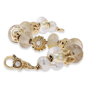 Trollbeads Exclusive 18ct Yellow Gold Chrysanthemum of November on Inspiration Bracelet