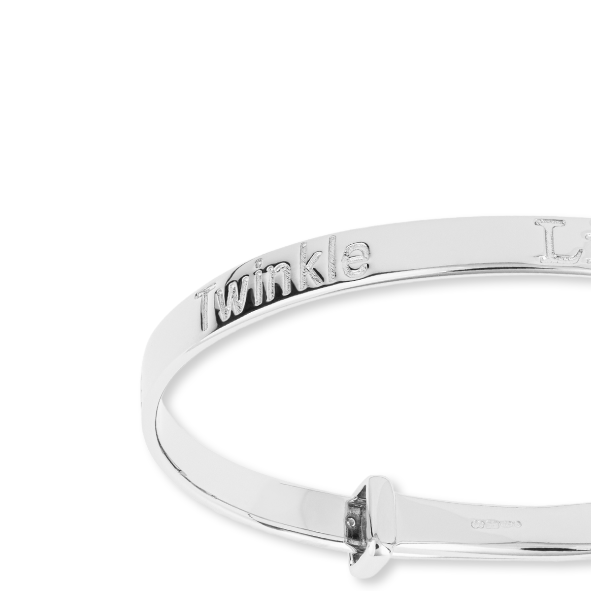 Sterling Silver Twinkle Little Star Expandable Bangle With Diamond