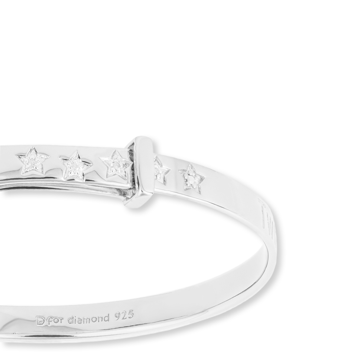 Sterling Silver Twinkle Little Star Expandable Bangle With Diamond