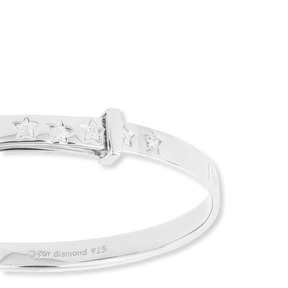 Sterling Silver Twinkle Little Star Expandable Bangle With Diamond