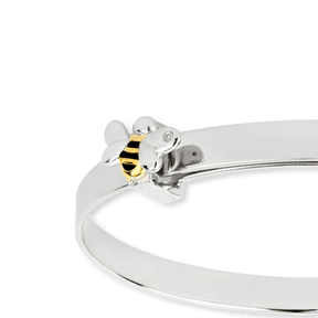 Recycled Sterling Silver Bee Expandable Bangle With Yellow Gold Plating, Enamel & Diamond