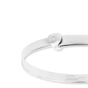 Sterling Silver Heart Expandable Bangle With Diamond