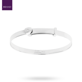 Sterling Silver Heart Expandable Bangle With Diamond