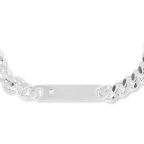 Sterling Silver Plain Engravable ID Bar Bracelet With Diamond