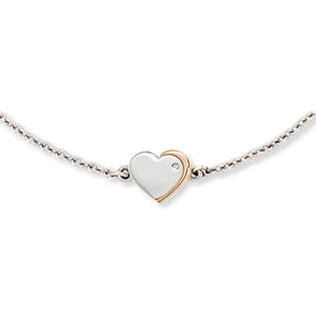 Recycled Sterling Silver Heart Bracelet with Rose Gold Plated Detail & Diamond