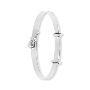 Sterling Silver Bow Expandable Bangle With Diamond