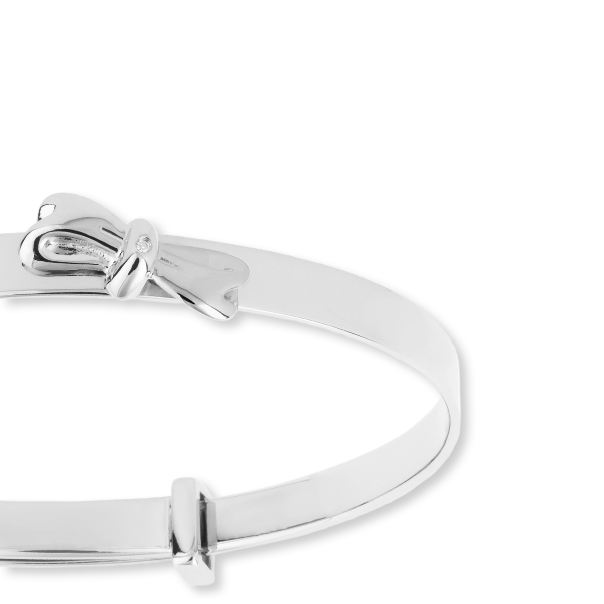 Sterling Silver Bow Expandable Bangle With Diamond