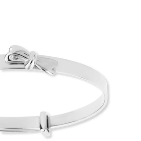 Sterling Silver Bow Expandable Bangle With Diamond