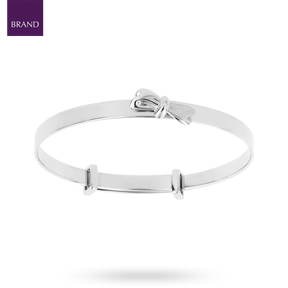 Sterling Silver Bow Expandable Bangle With Diamond