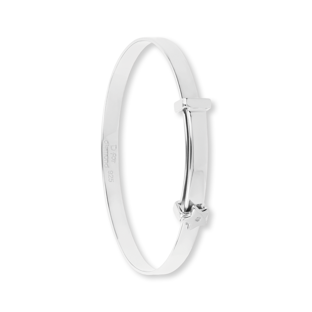 Sterling Silver Star Expandable Bangle With Diamond