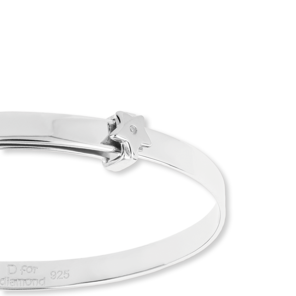Sterling Silver Star Expandable Bangle With Diamond