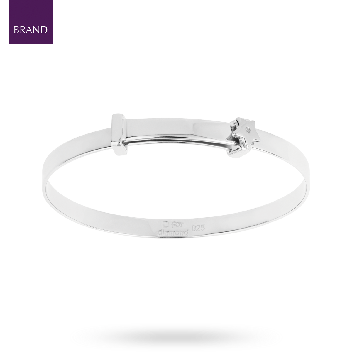 Sterling Silver Star Expandable Bangle With Diamond