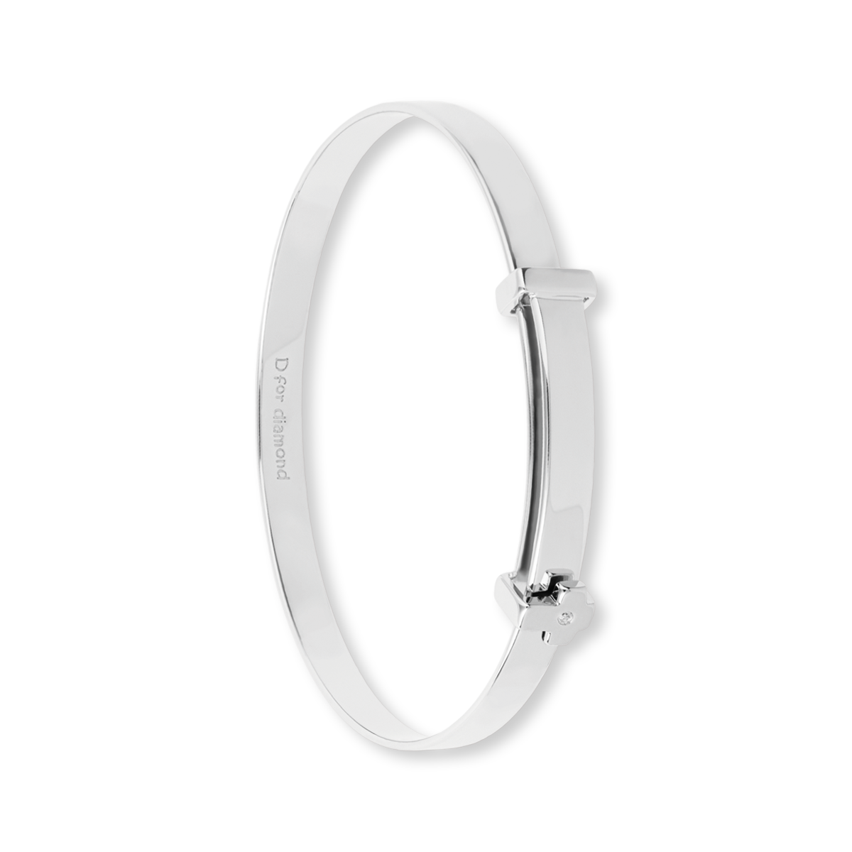 Sterling Silver Cross Expandable Bangle With Diamond