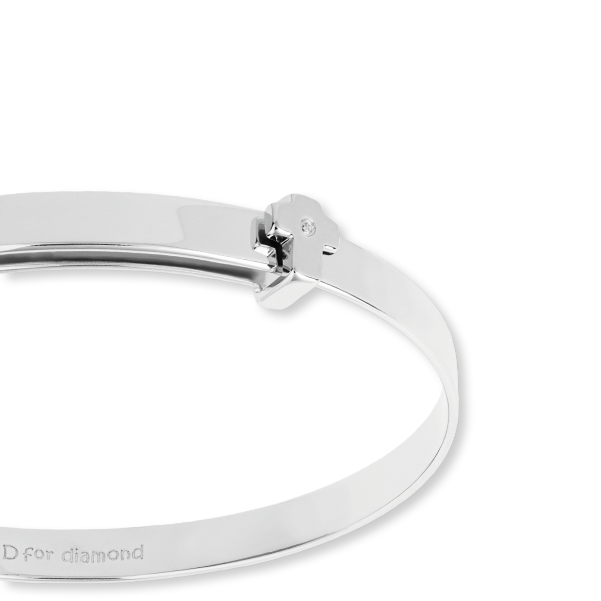 Sterling Silver Cross Expandable Bangle With Diamond