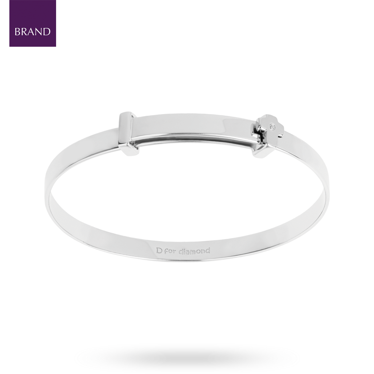 Sterling Silver Cross Expandable Bangle With Diamond