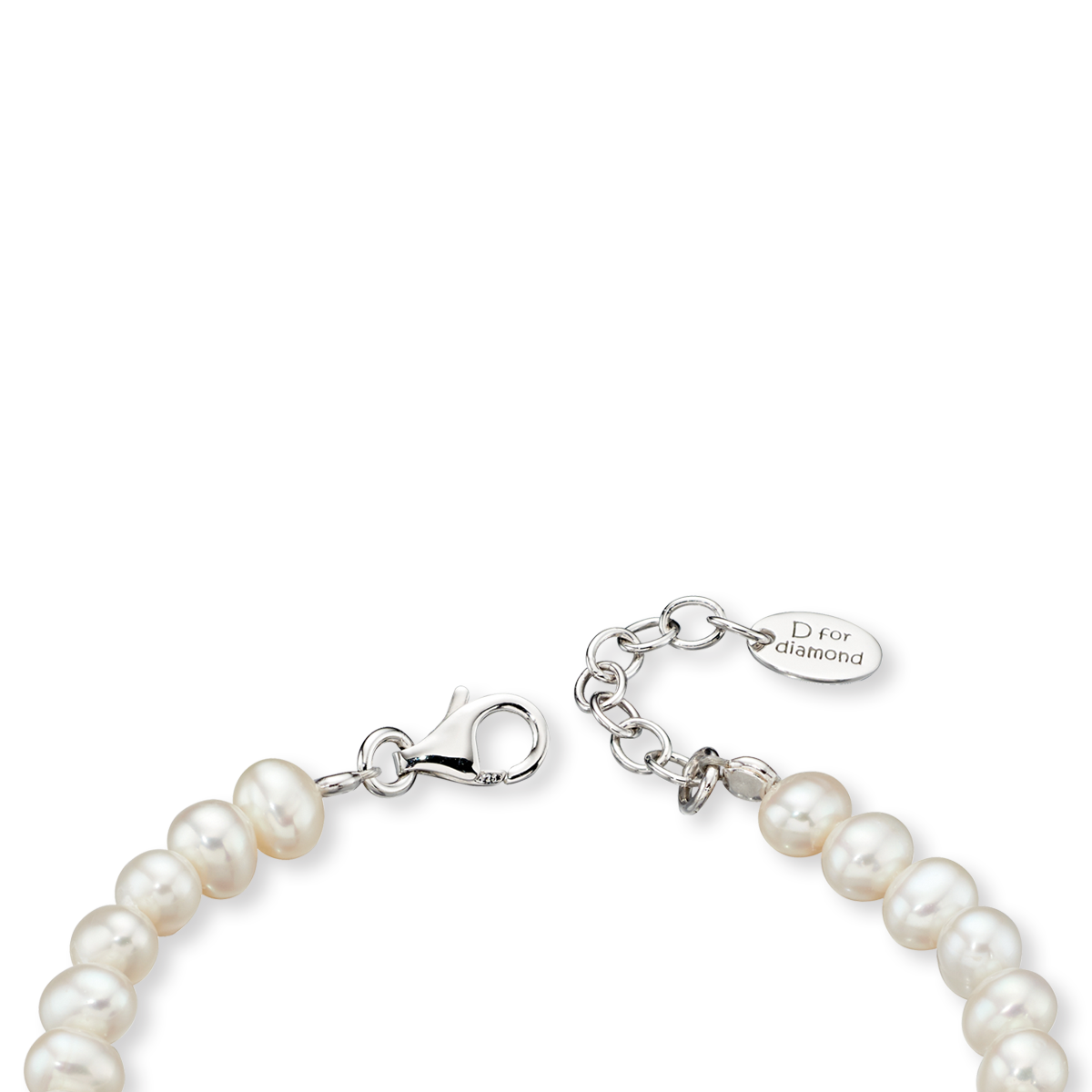 Sterling Silver Freshwater Pearl & Diamond Bow Charm Bracelet