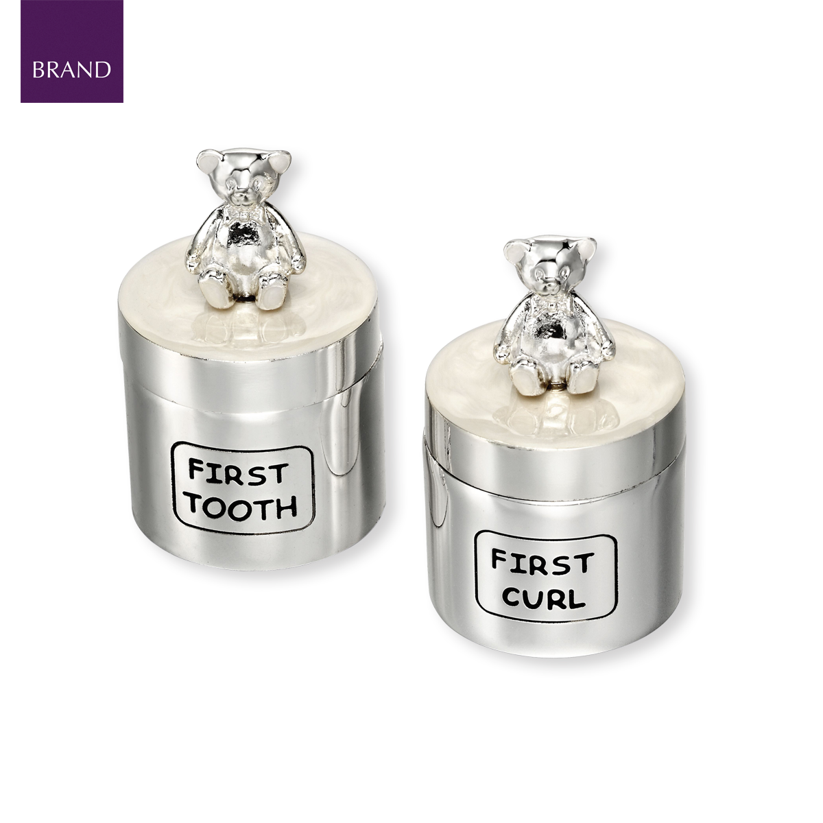 Silver Plated Teddy Bear Tooth & Curl Boxes