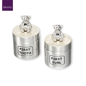 Silver Plated Teddy Bear Tooth & Curl Boxes