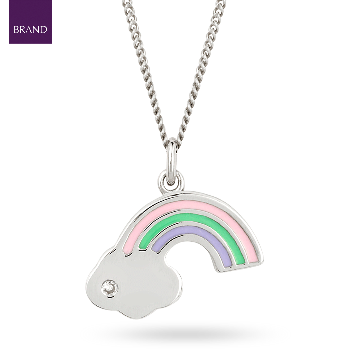 Recycled Sterling Silver Rainbow Necklace With Enamel & Diamond