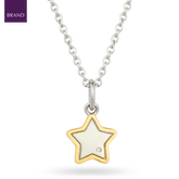 Recycled Sterling Silver Star Necklace With Yellow Gold Plated Detail & Diamond