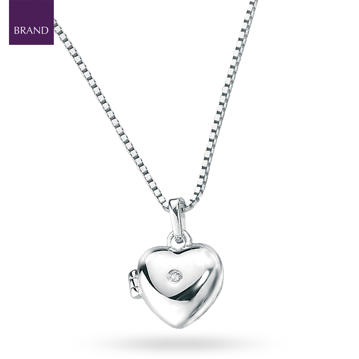 Sterling Silver Diamond Heart Shaped Locket Pendant With Chain