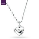 Sterling Silver Diamond Heart Shaped Locket Pendant With Chain