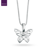 Sterling Silver Diamond Filigree Butterfly Pendant With Chain